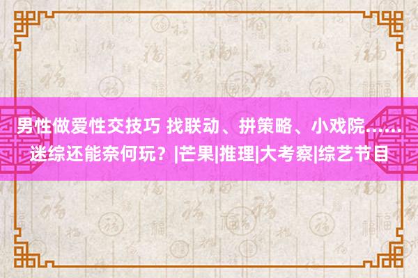 男性做爱性交技巧 找联动、拼策略、小戏院......迷综还能奈何玩？|芒果|推理|大考察|综艺节目